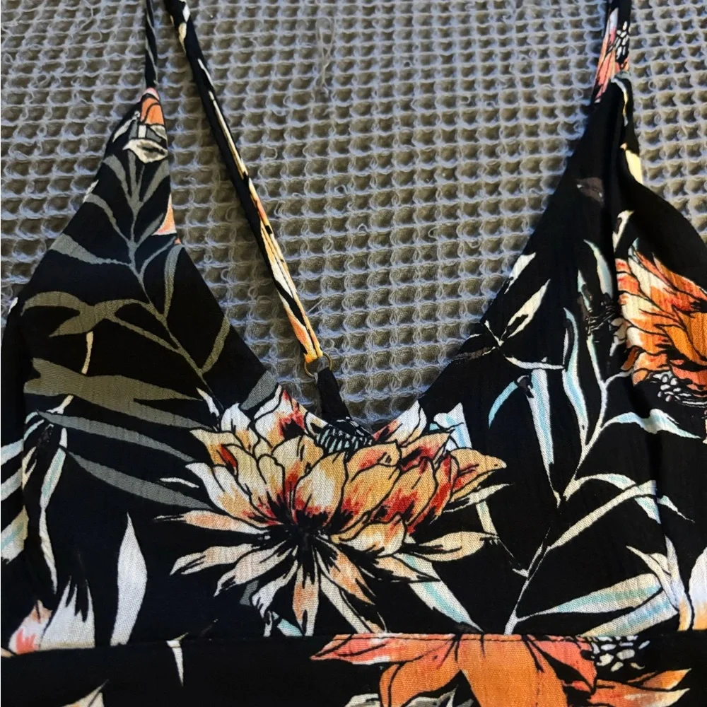 Rip Curl Black Dress with Orange and White Floral Design - Picture 2 of 6